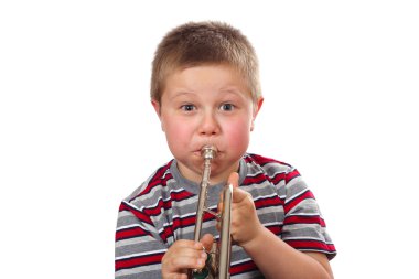 Boy Blowing Trumpet clipart