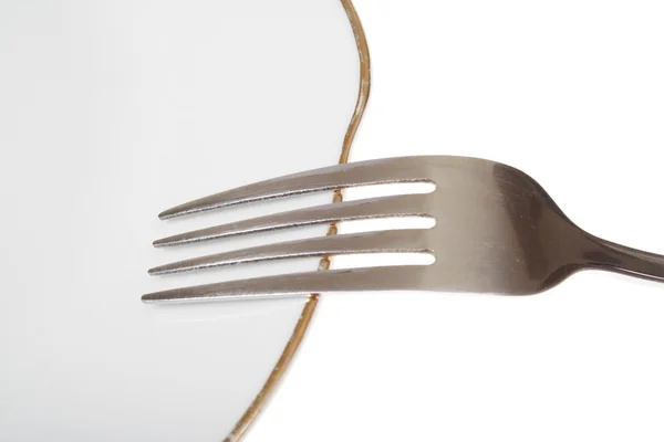 Assiette vide, fourchette — Photo
