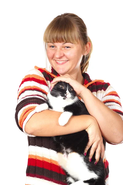 Menina com o gato — Fotografia de Stock