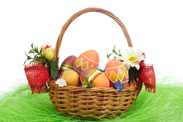 Easter Eggs In Basket — Stock Photo, Image