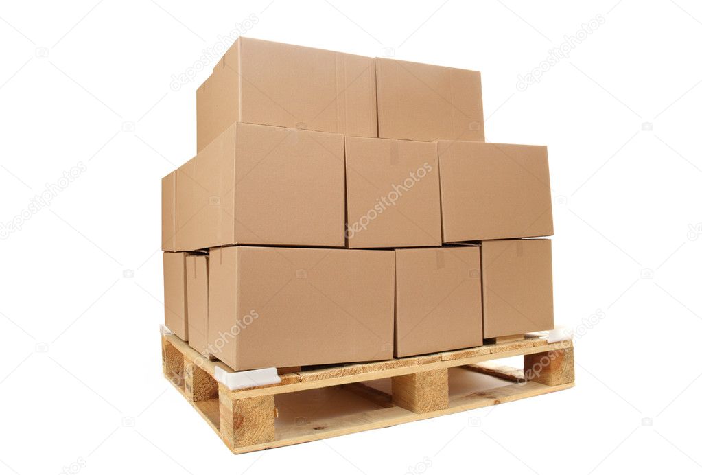 Cardboard Boxes On Wooden Palette