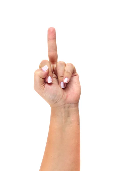Mão humana exibindo o dedo — Fotografia de Stock