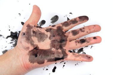 Dirty smeared with ink hand clipart
