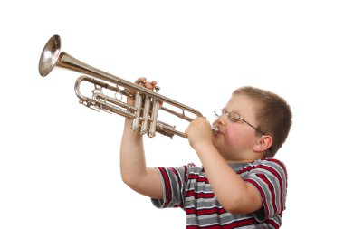 Boy Blowing Trumpet clipart