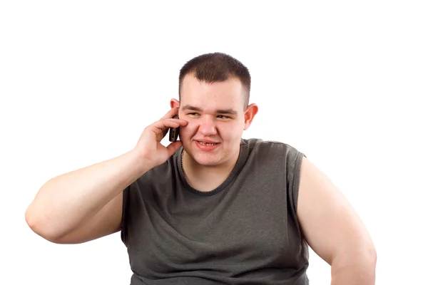 Ο άνθρωπος μιλάει μέσω του κινητού τηλεφώνου — Φωτογραφία Αρχείου