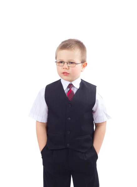 Маленький мальчик-бизнесмен — стоковое фото