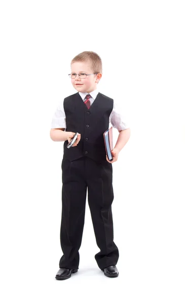 Liten pojke-affärsman — Stockfoto