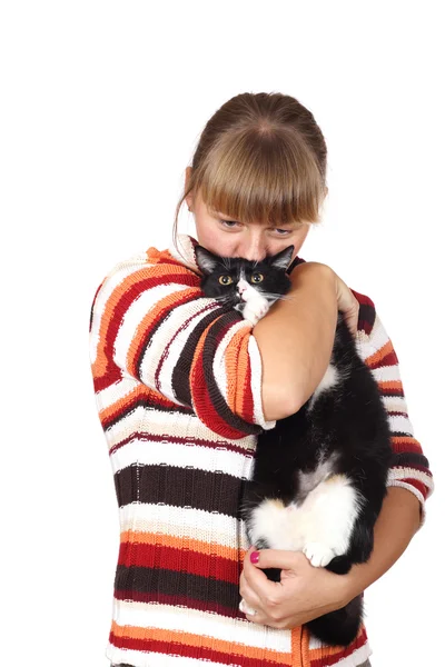 Menina com o gato — Fotografia de Stock