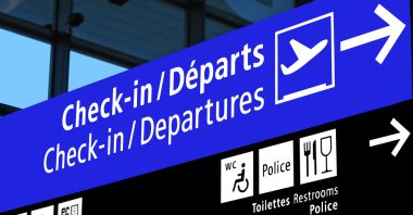 Airport gate sign, flight schedule clipart