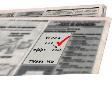 Looking for job, newspaper section clipart