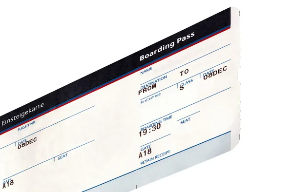 Grunge vliegticket geïsoleerd, papier textuur — Stockfoto