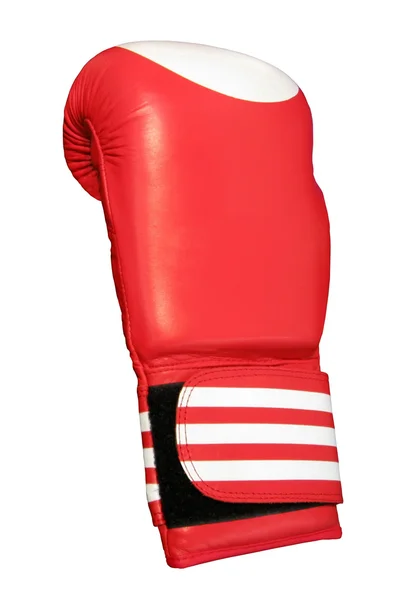 Одна червона боксерська рукавичка, ізольована — стокове фото