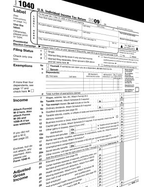 Empty form 1040 blank, taxes clipart