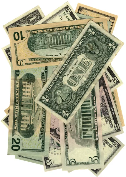 Pilha de dólares isolados, poupança — Fotografia de Stock