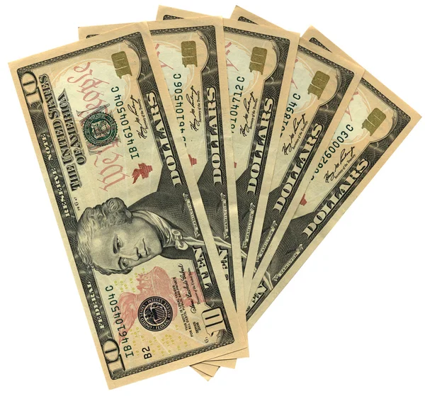 Pico de dez dólares isolado em branco — Fotografia de Stock