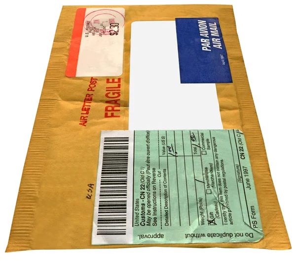 Single yellow mail package, envelope — Stock Photo, Image
