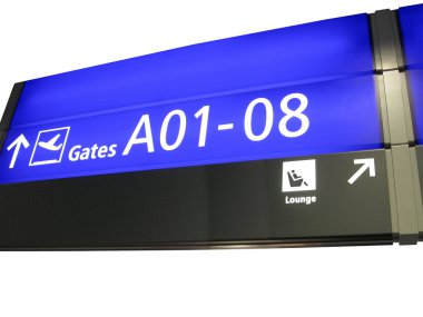 Airport gate sign, flight boarding clipart