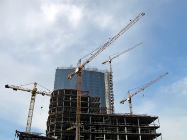 Urban construction site, clouds clipart