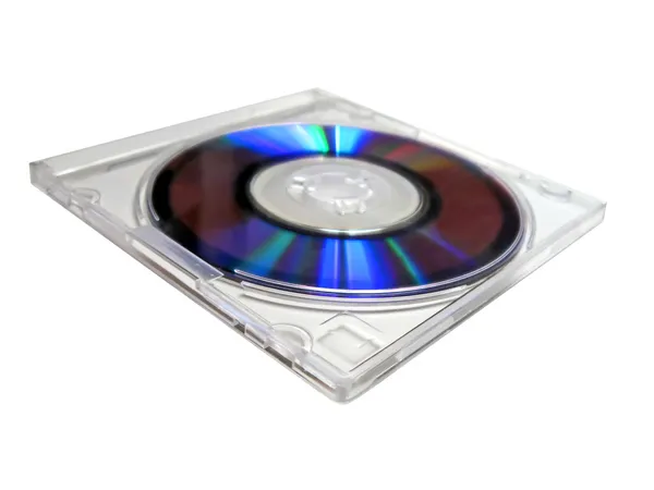 Single CD plastic box with digital disk — Stock Photo, Image