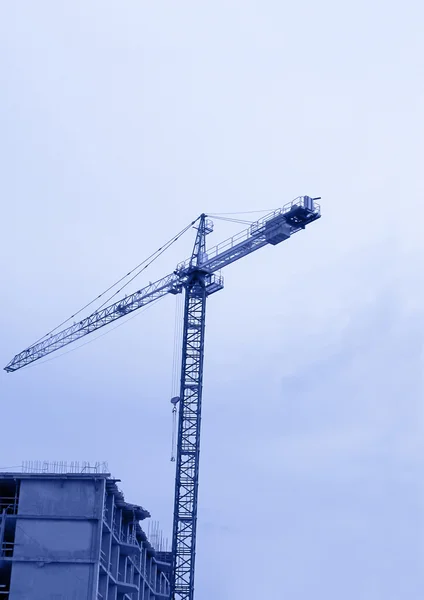 Building site, crane, night, moon light — Stock Photo, Image