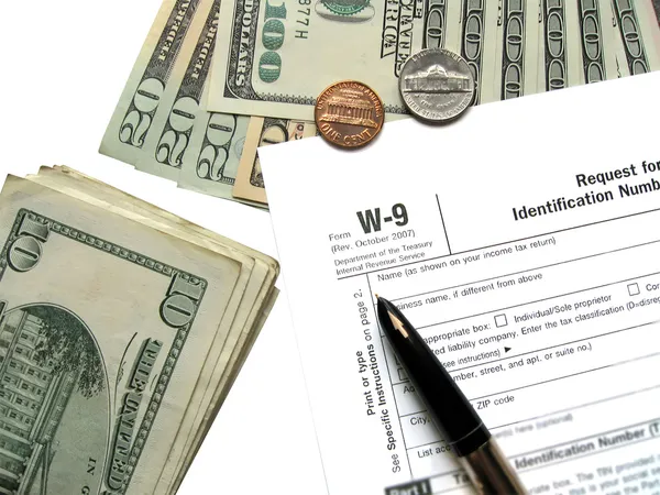 Money tax for W-9 Revenue Tax form — Stock Photo, Image