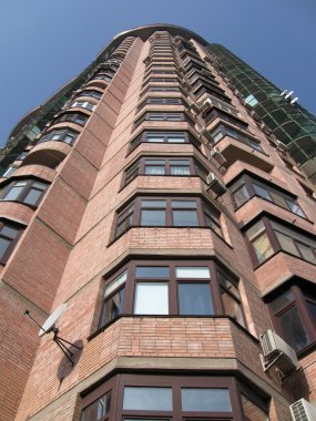 New high building, red brick, satellite clipart