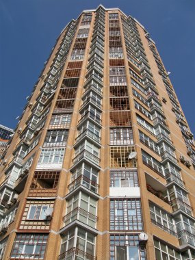 New high building, red brick, satellites clipart