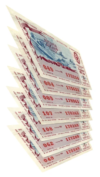 Vecchi biglietti della lotteria sovietica, concetto di rischio — Foto Stock