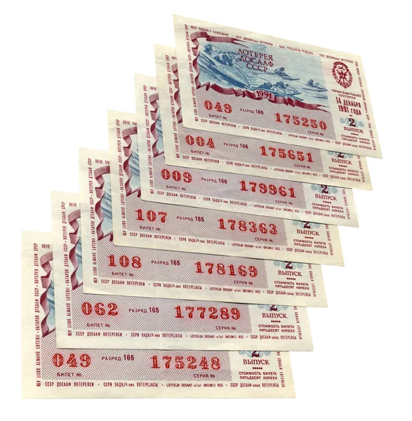 Bilhetes de lotaria soviéticos velhos, conceito de risco — Fotografia de Stock