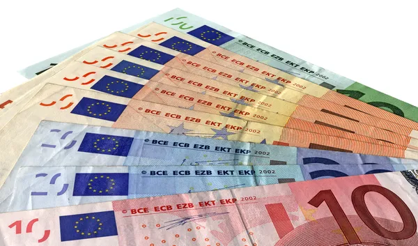 Verschillende kleurrijke euro geïsoleerd, besparingen — Stockfoto