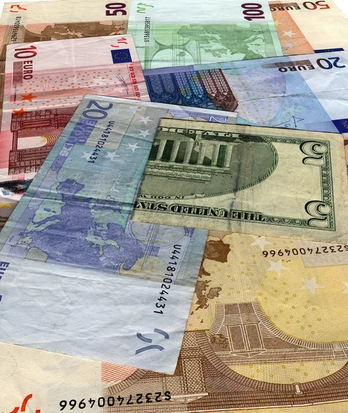 Haufen, verschiedene Euro isoliert auf weiß — Stockfoto