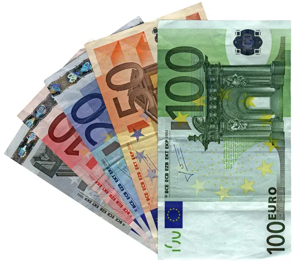 Différents euro coloré isolé, économies — Photo