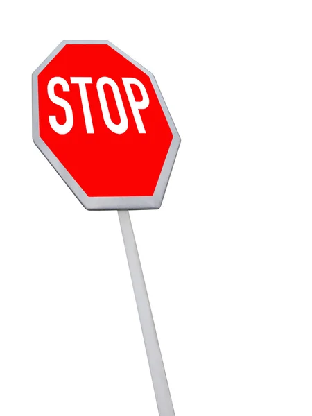 Przystanek droga znak, czerwony kolor, na białym tle — Zdjęcie stockowe
