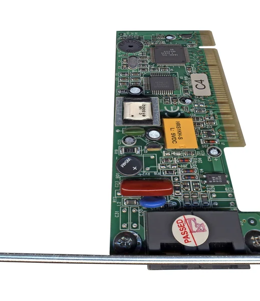 Cartão Ethernet. capacitores e chips — Fotografia de Stock