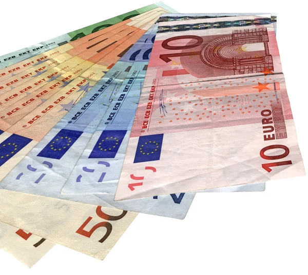 Εξοικονόμηση, διαφορετικά πολύχρωμα ευρώ απομονωθεί — Φωτογραφία Αρχείου