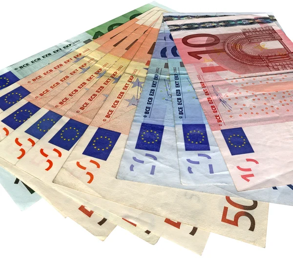 Различные красочные евро изолированы, экономия — стоковое фото