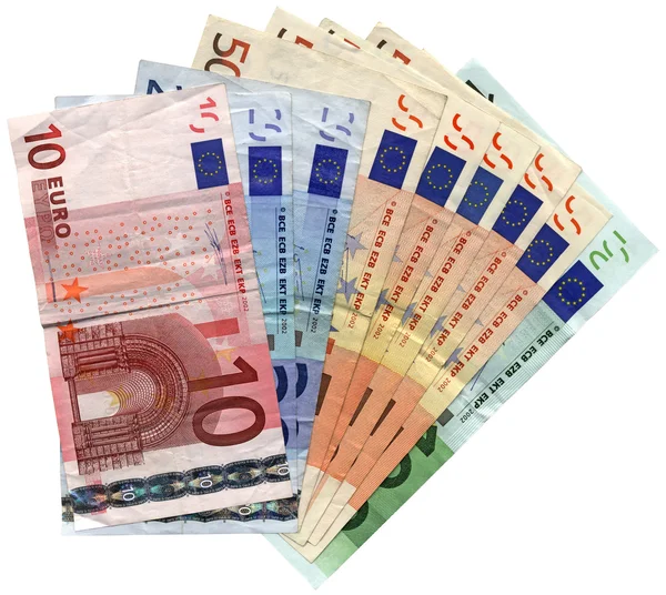 Διαφορετικά πολύχρωμα ευρώ απομονωθεί, εξοικονόμηση Εικόνα Αρχείου