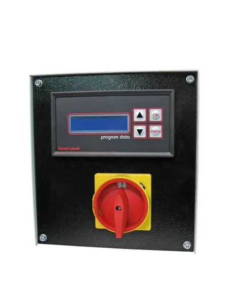 Painel de controle mostrador preto isolado, interruptor — Fotografia de Stock