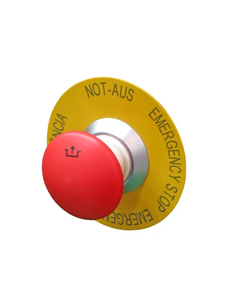 Botón rojo aislado, concepto de seguridad — Foto de Stock