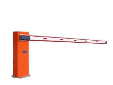 Closed orange entrance barrier, nobody clipart