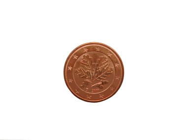 One euro cent coin, oak leafs isolated clipart
