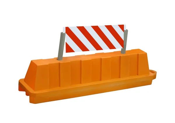 Narancs stop biztonsági útjelzési akadály. — Stock Fotó