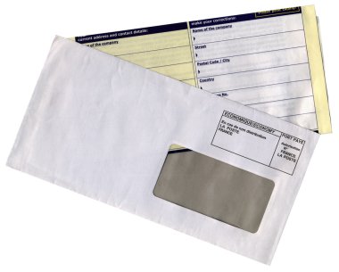Envelope with empty questionnaire form clipart