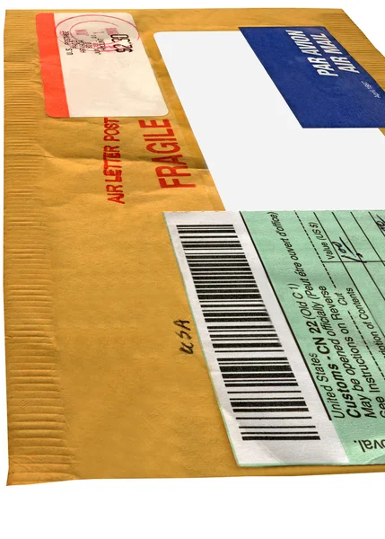 Single yellow mail package envelope — Stock Photo, Image