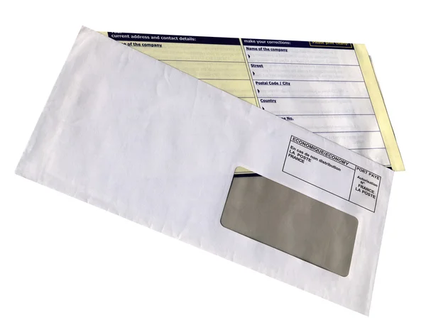 Envelope com formulário de questionário vazio — Fotografia de Stock