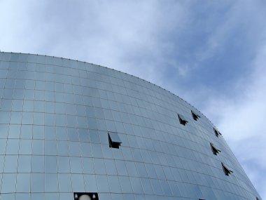Glass reflective office building, sky clipart