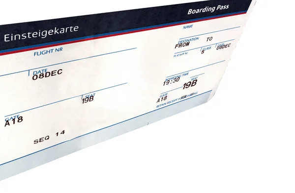 Grunge air ticket isolado, textura de papel — Fotografia de Stock