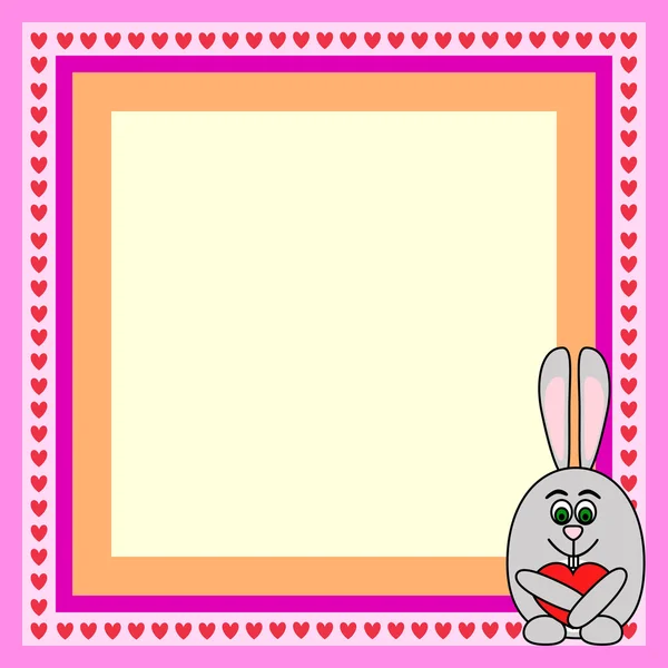 Rabbit love frame — Stock Vector