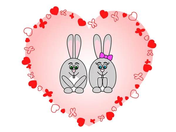 Rabbits in love — Stock Vector