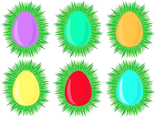 Easter eggs in grass — Stock Vector